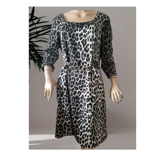 Cartise Animal Print Dress with Gold Chain Detail Dress Women's CAN 20 US 18 - Picture 1 of 5